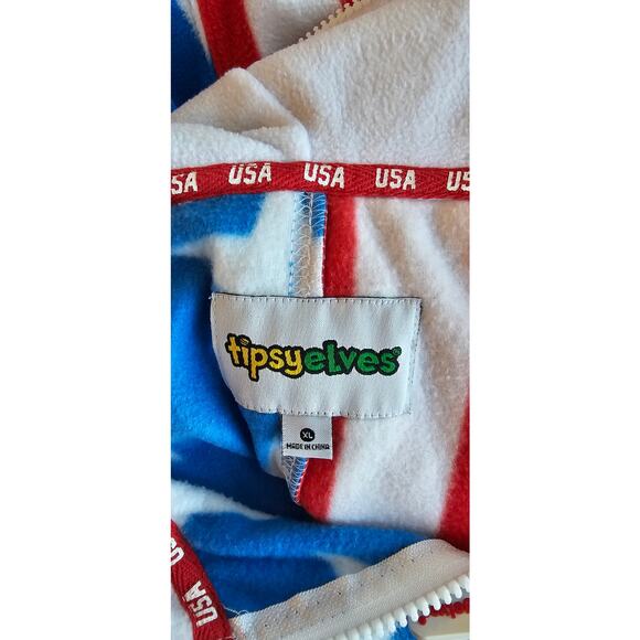 Tipsy Elves American Flag Fleece Hooded 1 pc Jumpsuit Patriotic Party Mens XL - Picture 5 of 5